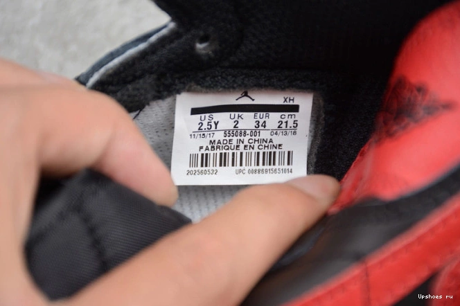 High Jordan 001 Retro  Bred 555088 1 OG Red Black Banned Air Kids 0130